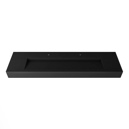 Castello Usa Pyramid 72 in Solid Surface Wall-Mounted Bathroom Sink in Black CB-GM-2053-72-B